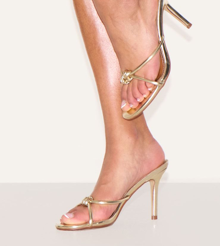 Metallic PU Knotted Heel Sandals