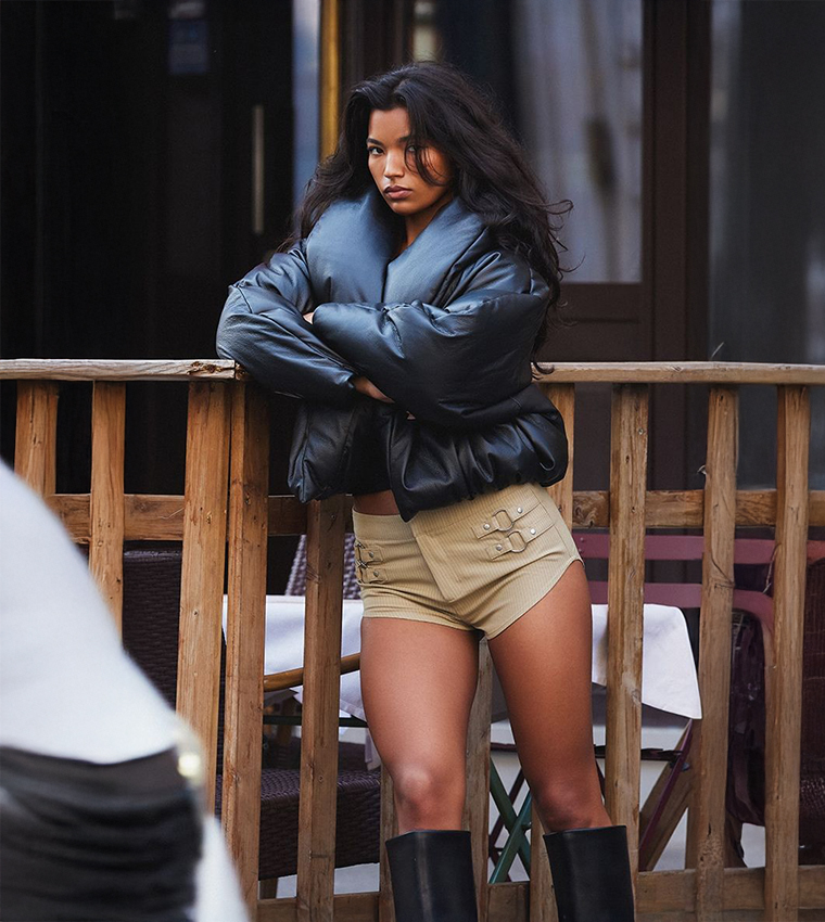 Buy PrettyLittleThing Exaggerated Collar PU Crop Puffer Coat In