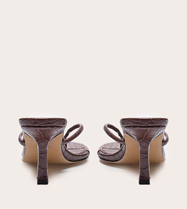 Croc PU Round Toe Heeled Sandals