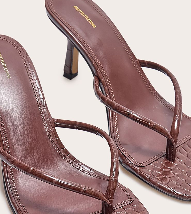 Croc PU Round Toe Heeled Sandals