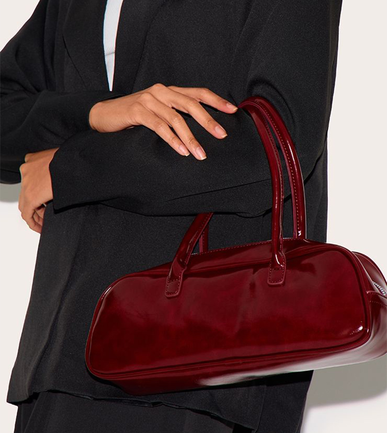 Patent PU Baguette Shoulder Bag