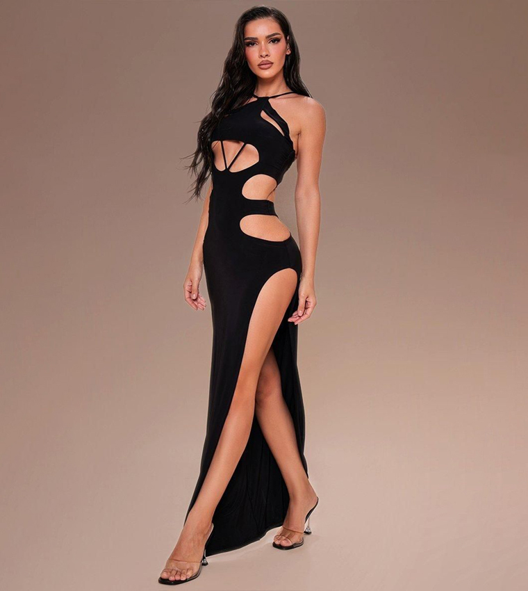 white christmas dresses Black Extreme Cut Out Bandeau Mini Dress main image 1