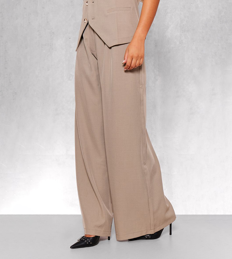Tailored Pleat Detail Wide Leg Trousers