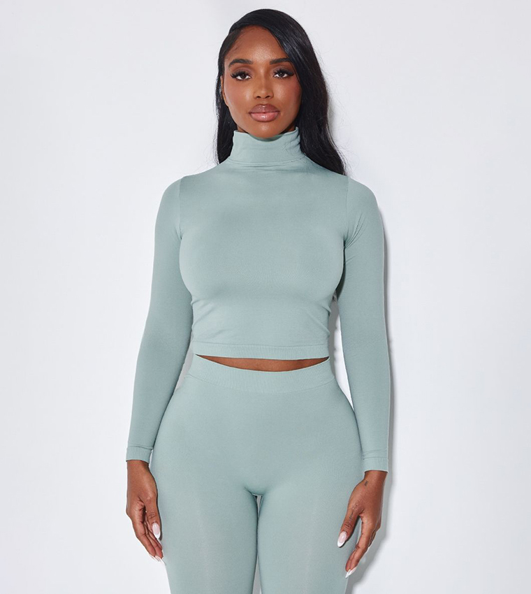 Shape Stretch Seamless High Neck Long Sleeves Top