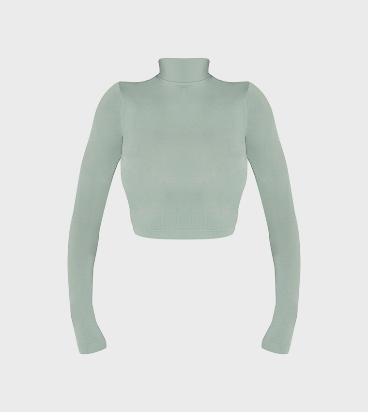 Shape Stretch Seamless High Neck Long Sleeves Top