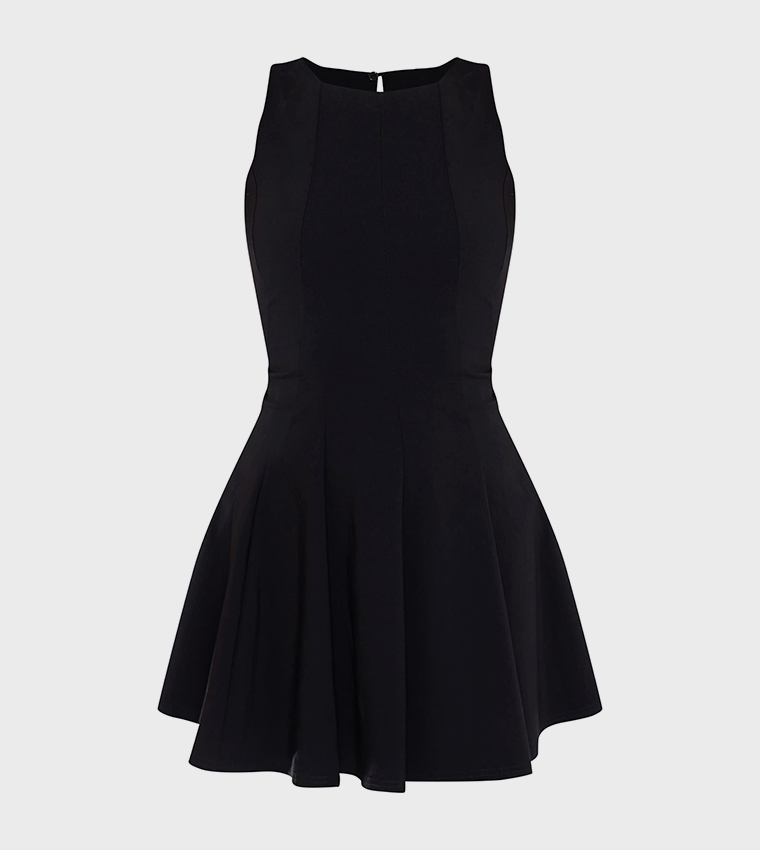 Stretch Racer Pleated Shift Mini Dress