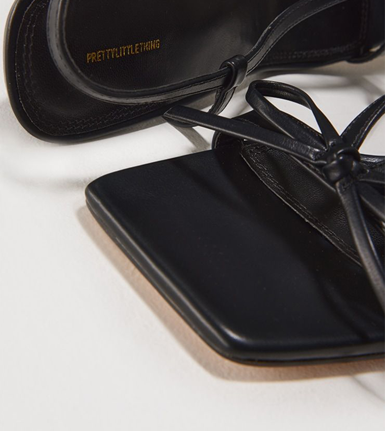 PU Square Toe Bow Slingback Heel Sandals