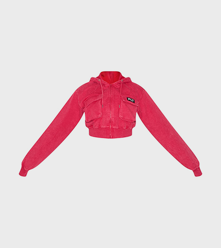 Shape Washed Cargo Hooded Cropped Jacket