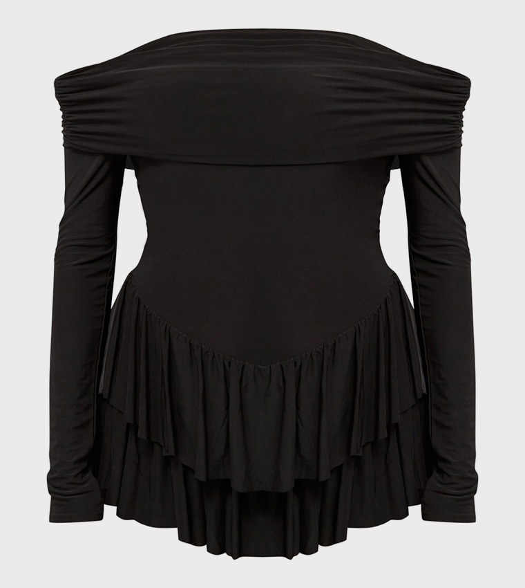 Slinky Long Sleeves Bardot Rara Skort Playsuit