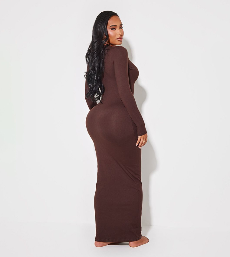 Shape Sculpted Long Sleeves Bodycon Maxi Dress