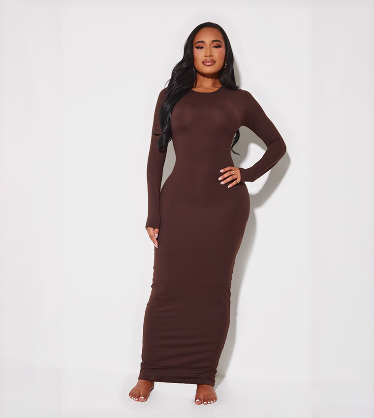 Shape Sculpted Long Sleeves Bodycon Maxi Dress