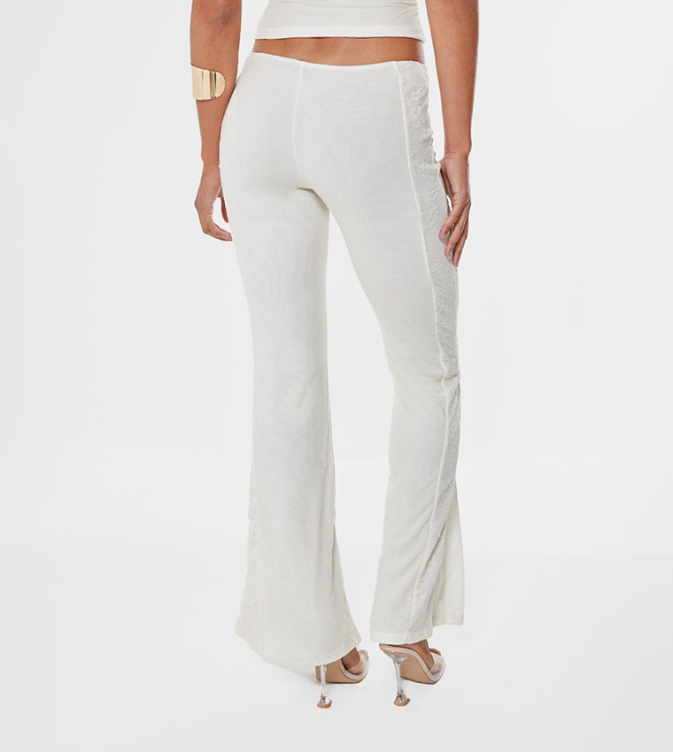 Lace Mesh Panel Flared Trousers