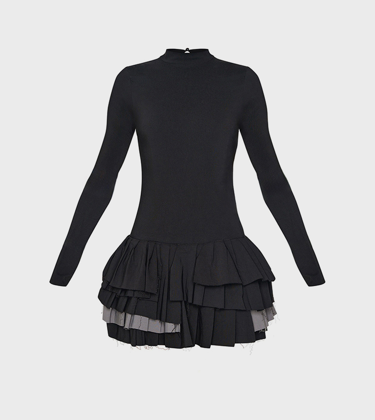 فستان ميني بكسرات كم طويل