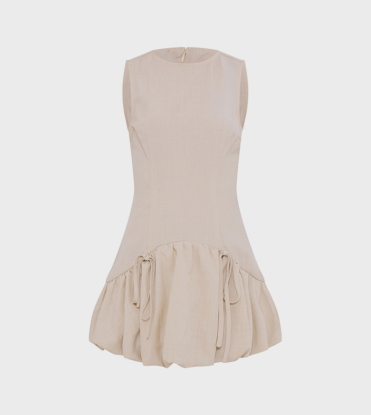 Striped Racer Puffball Mini Dress