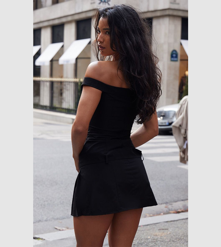 Bardot Belted Pleated Shift Mini Dress