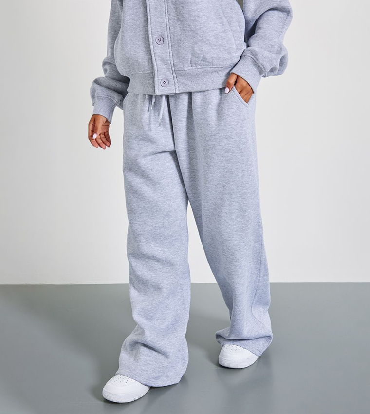 Petite Marl Drawstring Waist Wide Leg Sweatpants