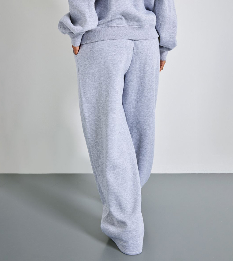 Petite Marl Drawstring Waist Wide Leg Sweatpants