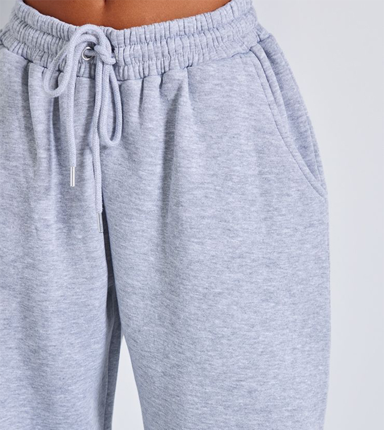 Petite Marl Drawstring Waist Wide Leg Sweatpants