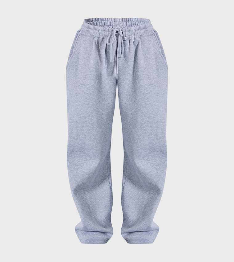 Petite Marl Drawstring Waist Wide Leg Sweatpants