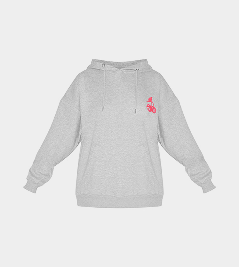 Marl Cherry Print Oversized Hoodie
