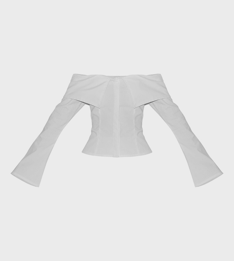 Bardot Foldover Long Sleeves Top