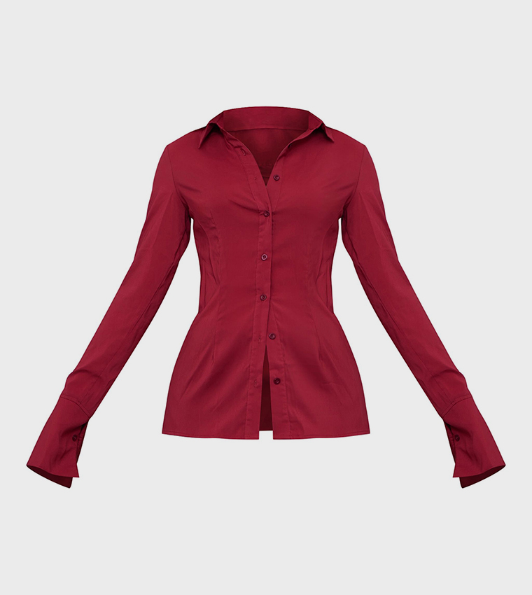 Solid Chiffon Fitted Shirt