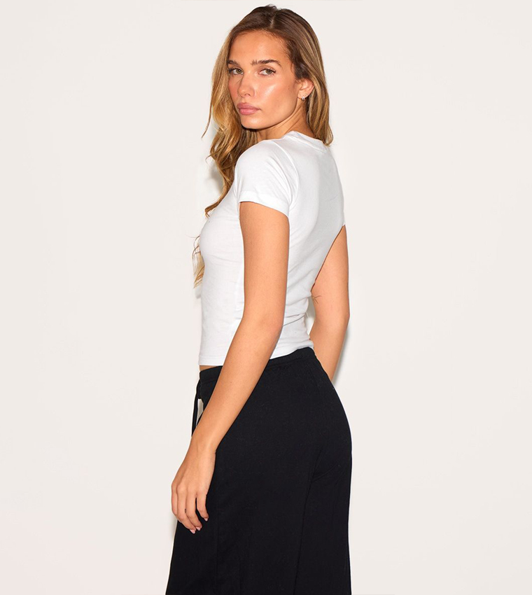 Embroidered Short Sleeves Crop Top