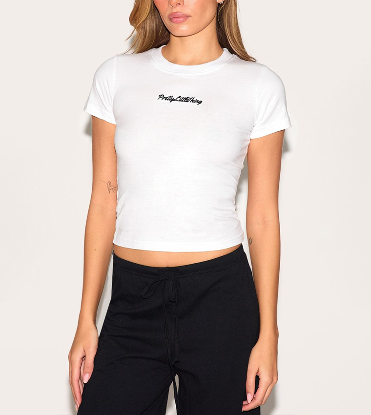 Embroidered Short Sleeves Crop Top