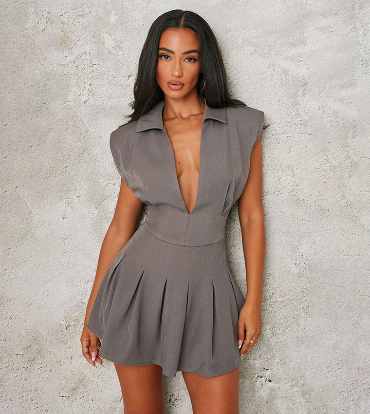 Petite Tailored Woven Pleated Playsuit