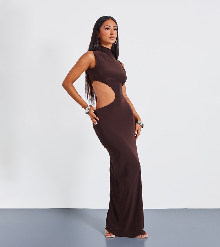 Petite Bodycon Slinky Cut-Out Maxi Dress