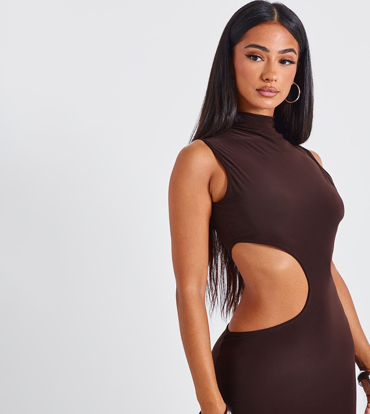 Petite Bodycon Slinky Cut-Out Maxi Dress