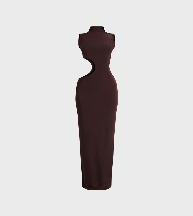 Petite Bodycon Slinky Cut-Out Maxi Dress