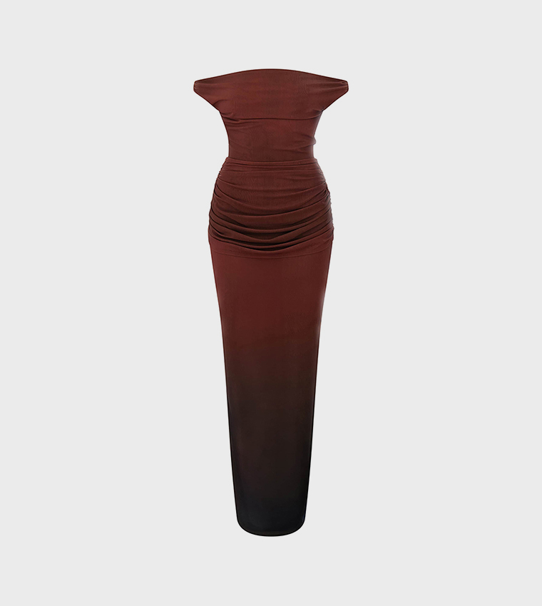 فستان ماكسي شبكي بطبعة 