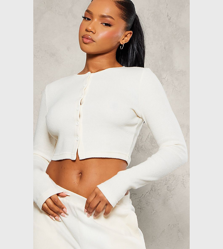Brushed Ribbed Wide Leg Trousers