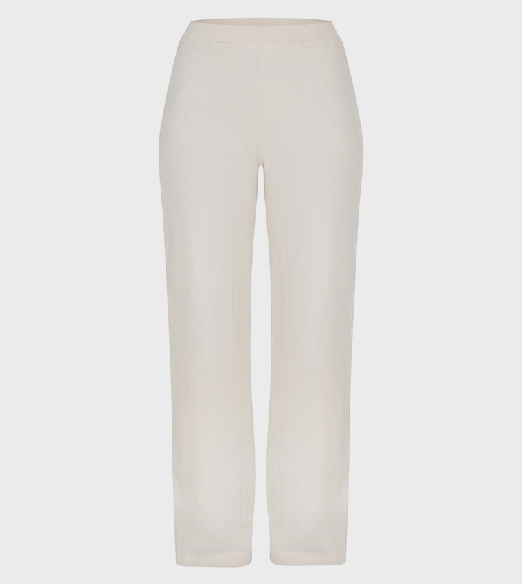 Brushed Ribbed Wide Leg Trousers