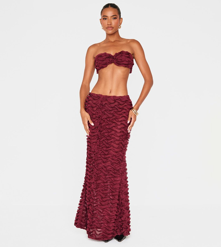 Prettylittlething Ksa Chiffon Ruffle Maxi Skirt Buy