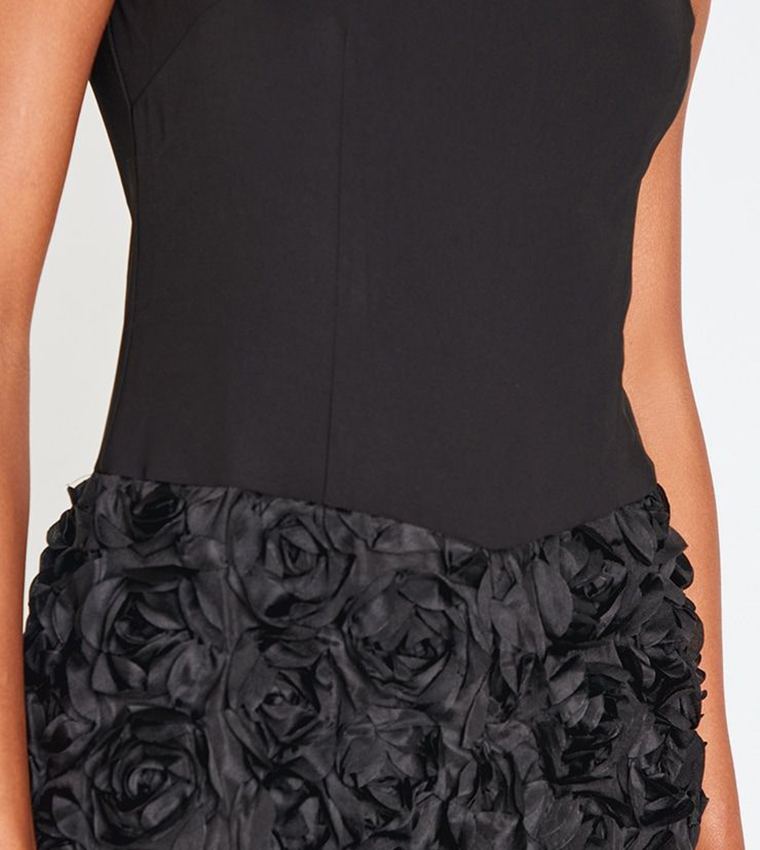 Woven Rose Applique Boat Neck Playsuit