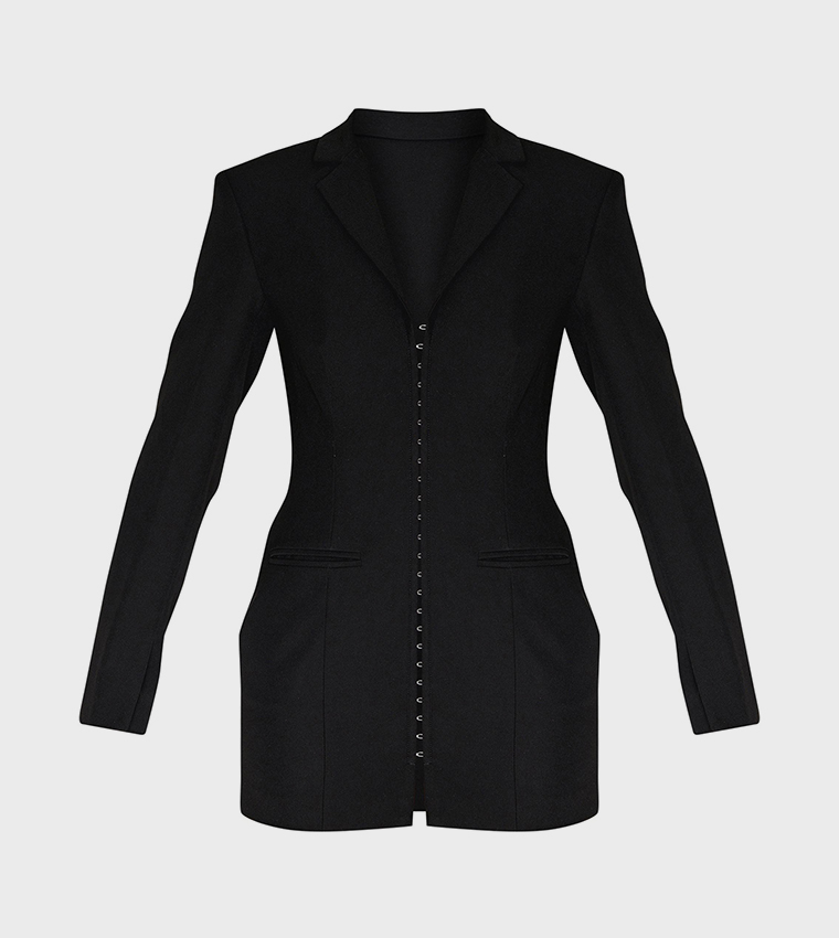 Hook and Eye Detail Mini Blazer Dress