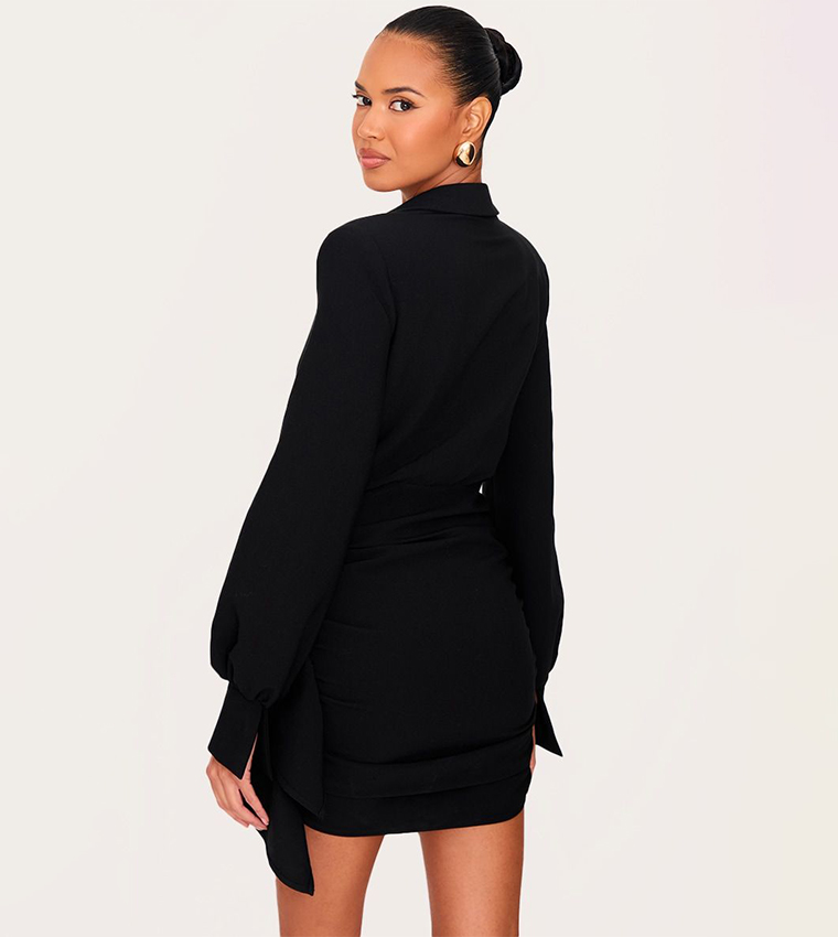 Belted Wrap Detail Mini Dress