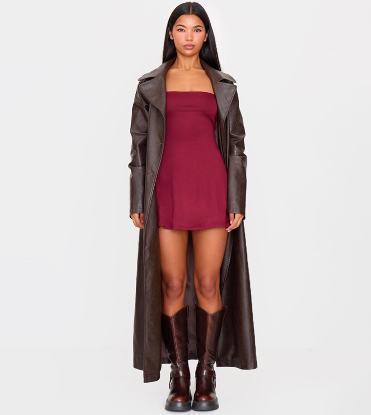 Double Contour Square Neck Long Sleeves Bodycon Mini Dress