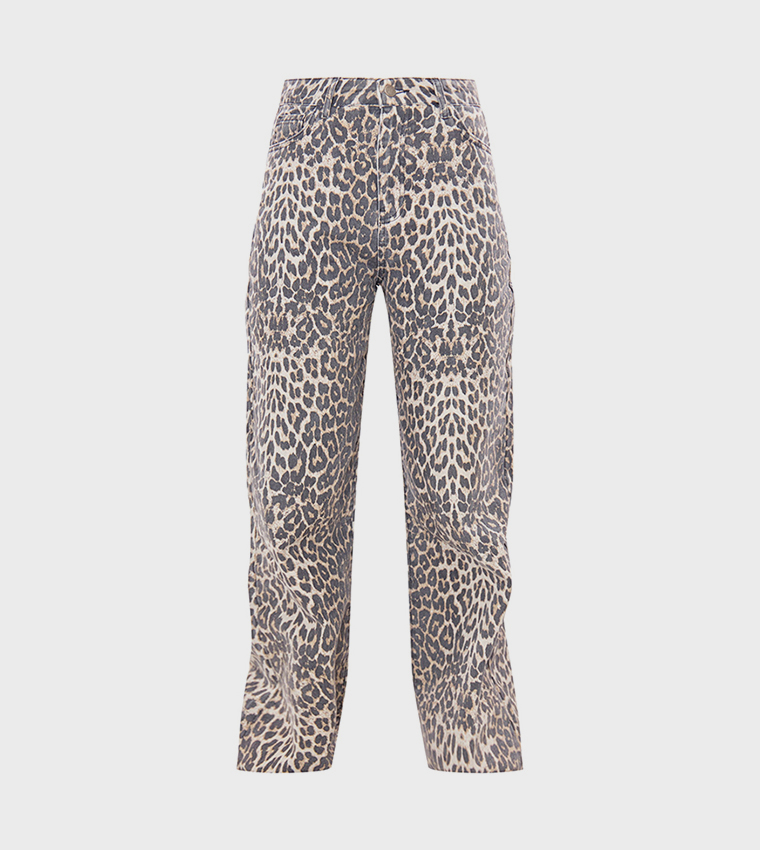 Tall Leopard Print Wide Leg Jeans