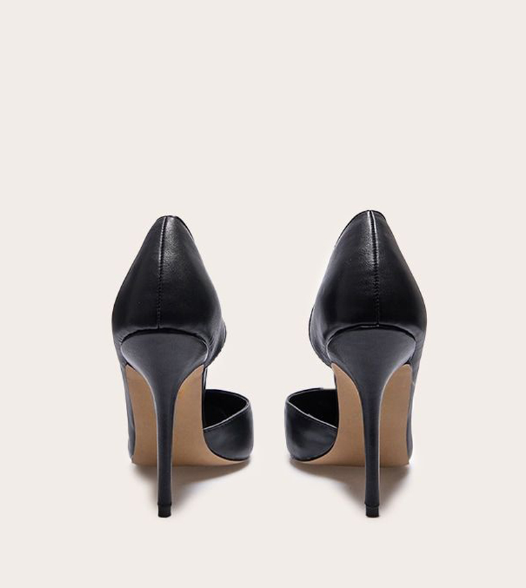 PU Pointed Toe Curved Cut Out Pumps