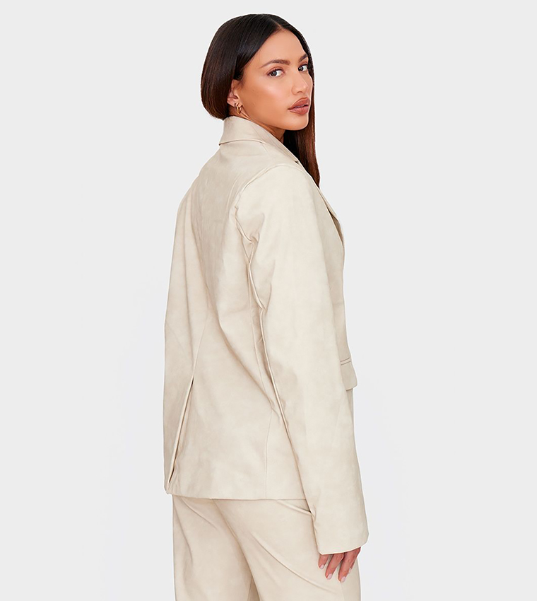 Tall Faux Leather Oversized Blazer
