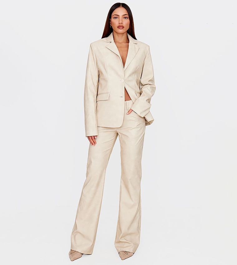 Tall Faux Leather Oversized Blazer
