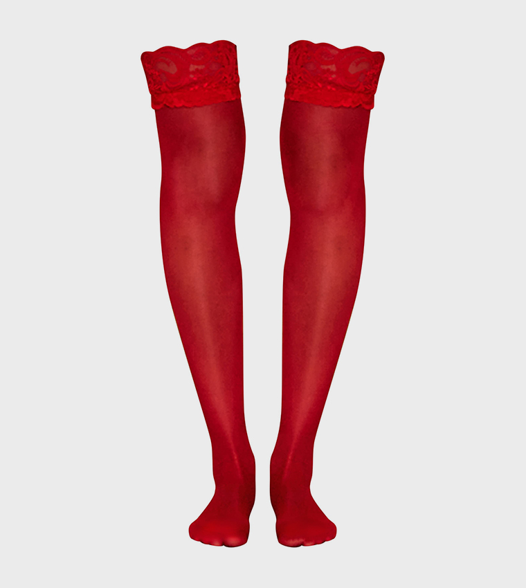 Mesh Lace Trim Stockings