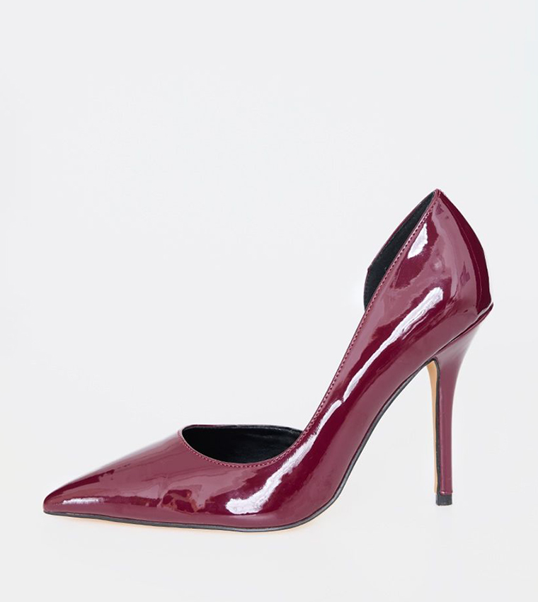 PU Point Toe Curved Cut-Out Heel Pumps