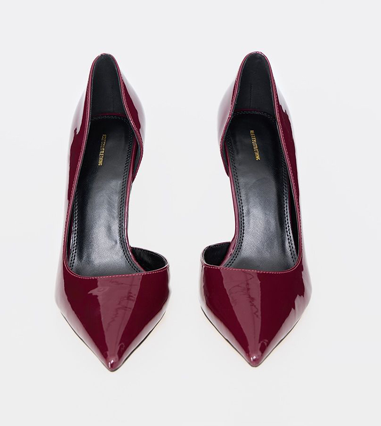 PU Point Toe Curved Cut-Out Heel Pumps