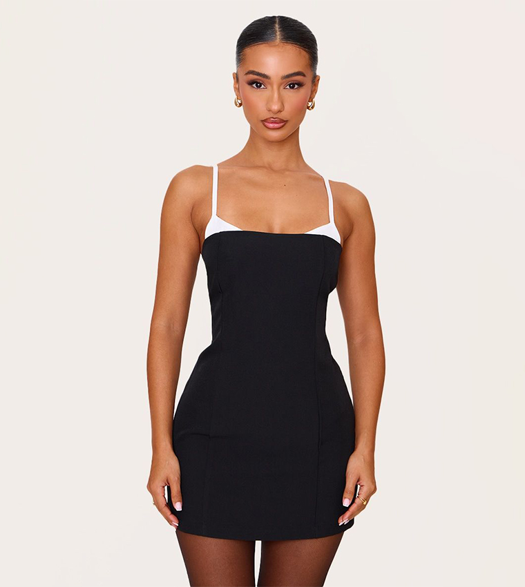 Petite Contrast Strappy Mini Dress