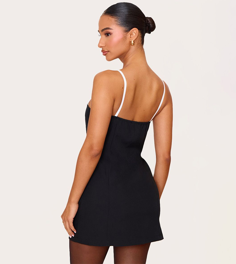 Petite Contrast Strappy Mini Dress