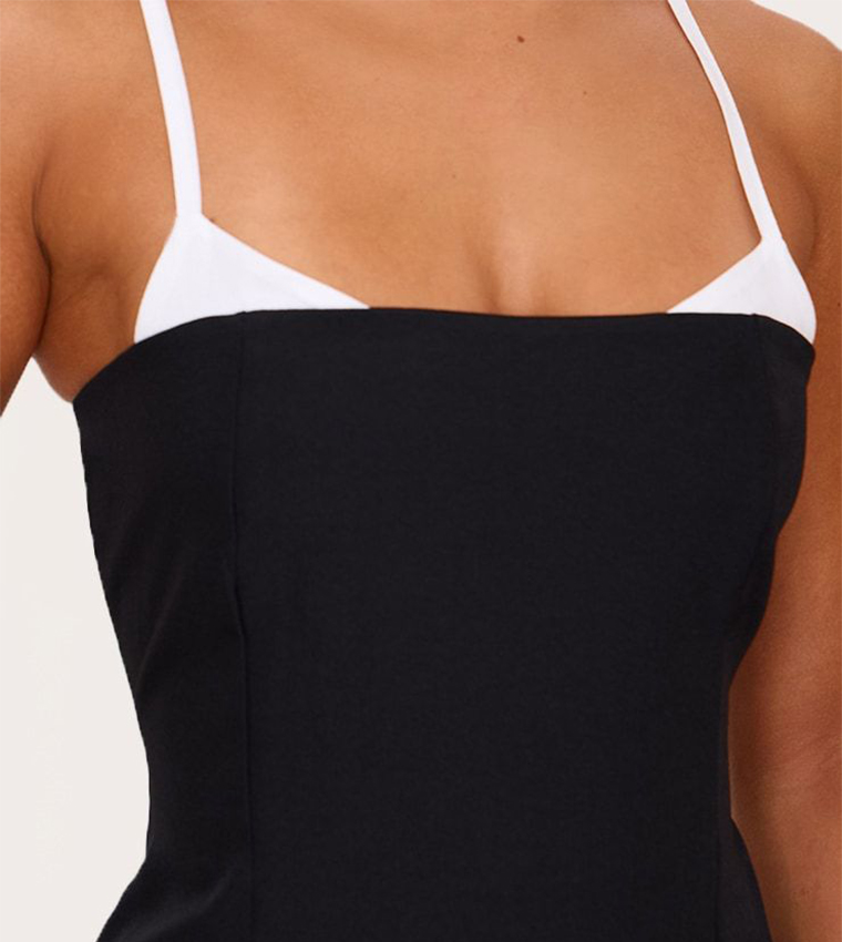 Petite Contrast Strappy Mini Dress